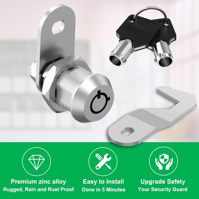 Hecfu 1 Pcs Tool Box Locks with Keys, Tubular Cam Lock 5/8" Keyed Alike, Hook Cam Toolbox Locks Secure Your Tool Box Mailbox Drawer Cabinet Lock, Silver, Zinc Alloy - Image 5